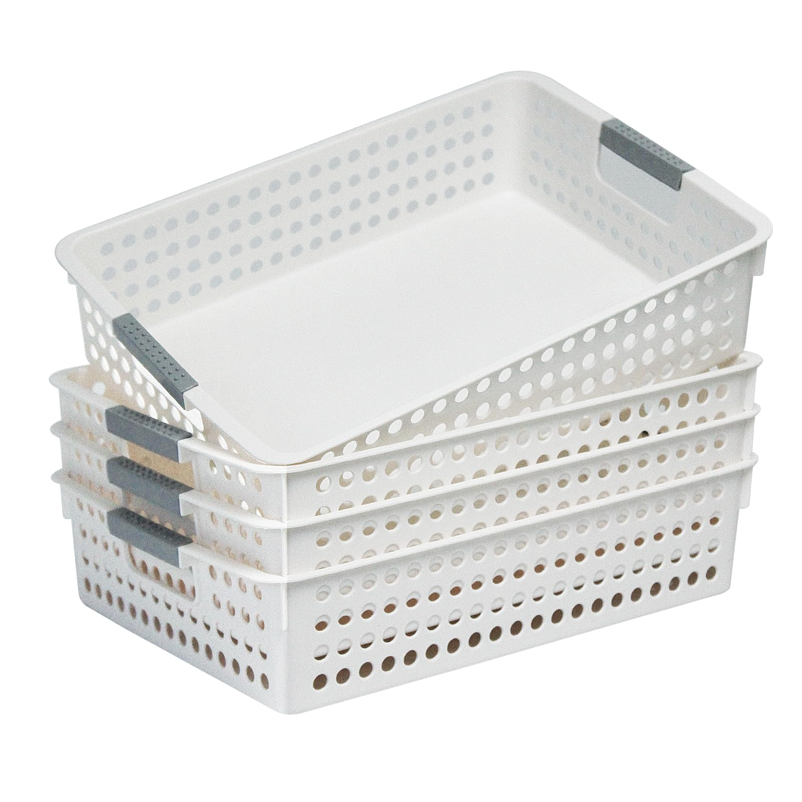 V563-PS2617-1BOX-202506241246-00 36x Premium Plastic Storage Basket Bulk w/ Grip Handles 26.5*17.2*7.3cm - Image 1