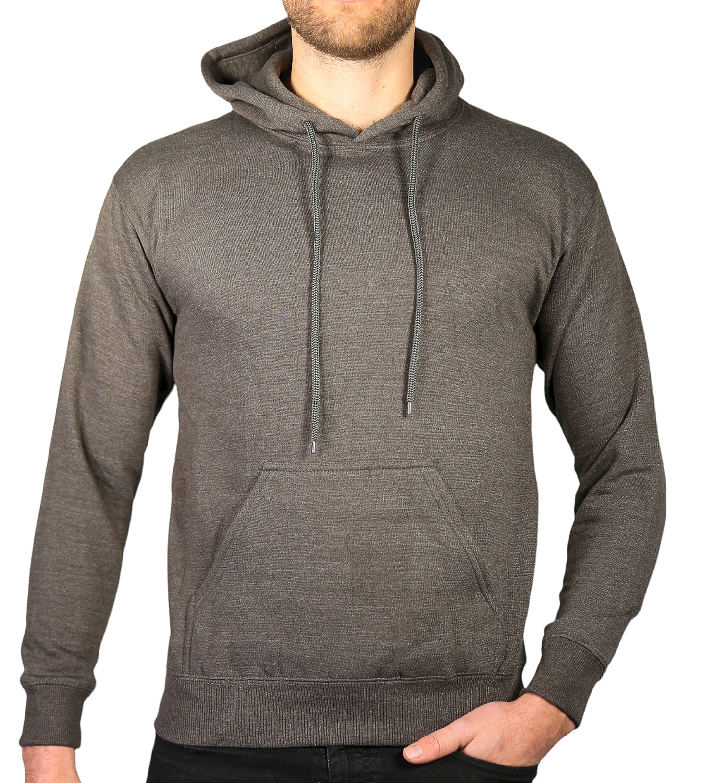 V563-SANNFIELD-CHAR-L-202503041232-00 Adult Mens 100% Cotton Fleece Hoodie Jumper Pullover Sweater Warm Sweatshirt - Charcoal Grey - L - Image 1