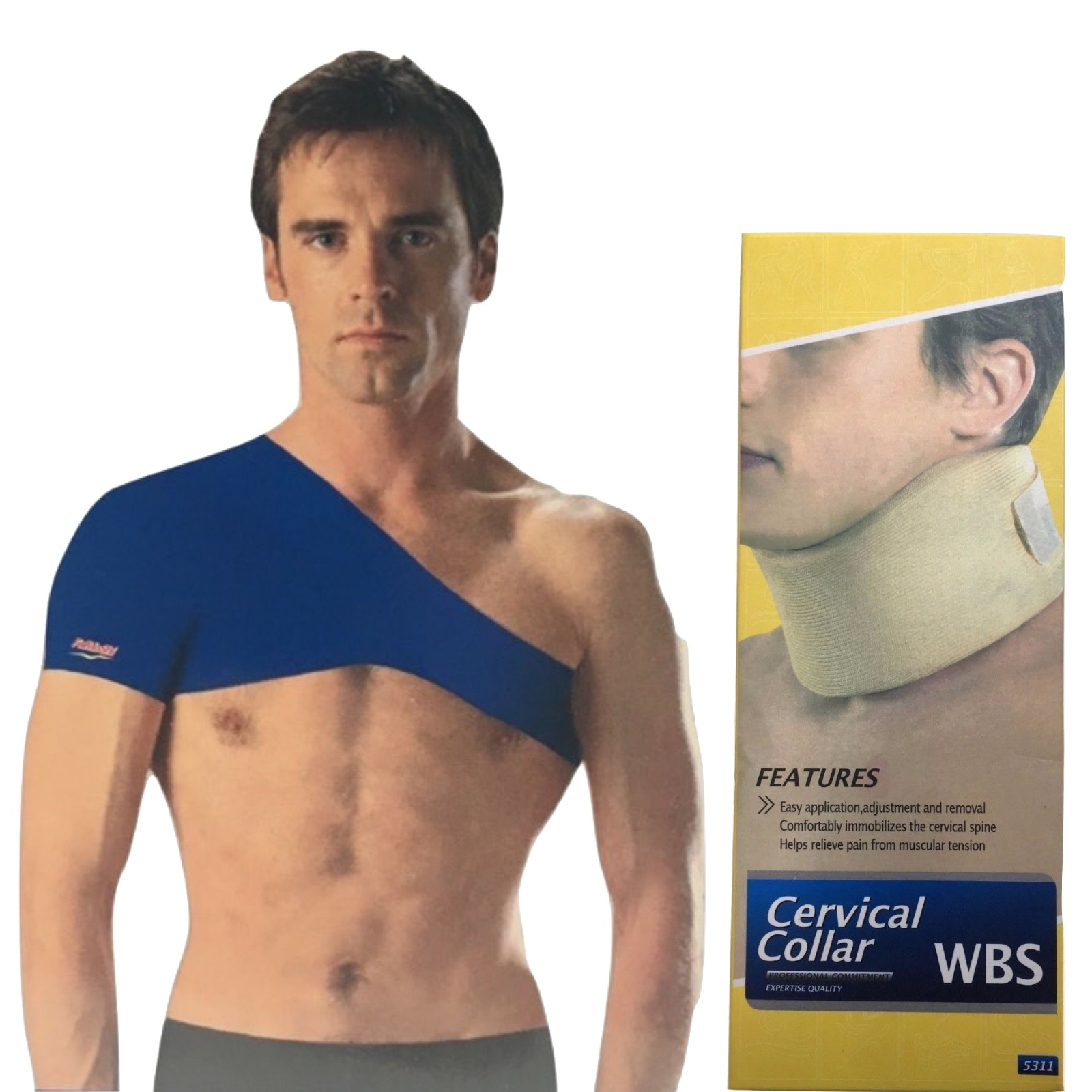 V563-SHOULDERNECKBRACESET-202503051531-00 Shoulder Support Brace + Cervical Collar Neck Foam Brace Support Pain Relief - Image 1