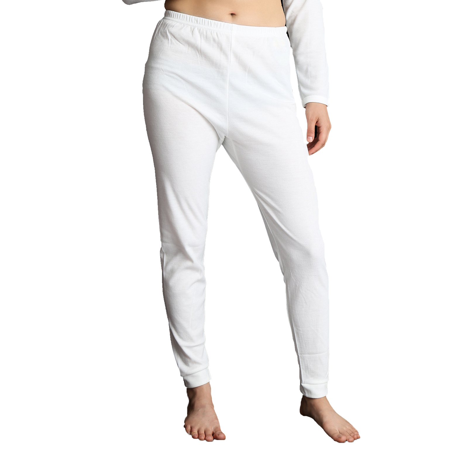 V563-SI-045-WHITE-20_22-202503051440-00 Womens Thermal Cotton Pants Long Janes John Bottoms Underwear in Beige - 20-22 - Image 1