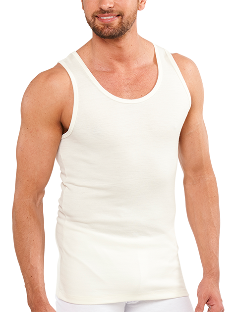 V563-SI-046-NAT-XXL-202503030905-00 Mens THERMAL Merino Wool Blend Singlet Top Sleeveless Warm Underwear - Natural - XX-Large - Image 1