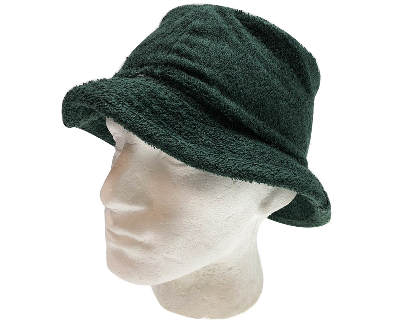 V563-STINGYTWLING-BTLGRN-S_M-202503051705-00 Stingy Brim Terry Towelling Bucket Hat Daggy Fishing Camping Lad Cap 100% COTTON - Bottle Green - S/M - Image 1
