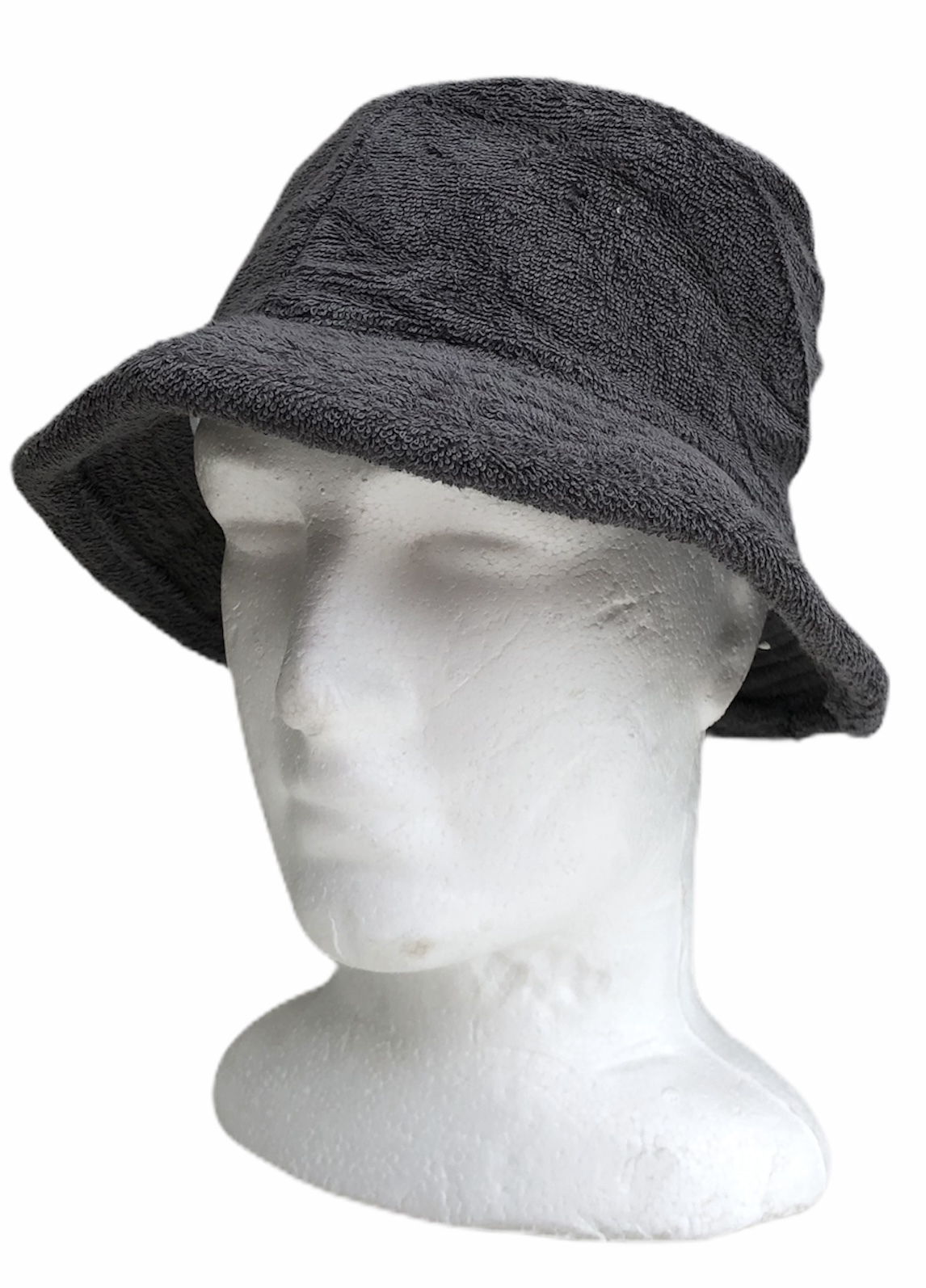 V563-STINGYTWLING-CHR-S_M-202503051711-00 Stingy Brim Terry Towelling Bucket Hat Daggy Fishing Camping Lad Cap 100% COTTON - Charcoal - S/M - Image 1