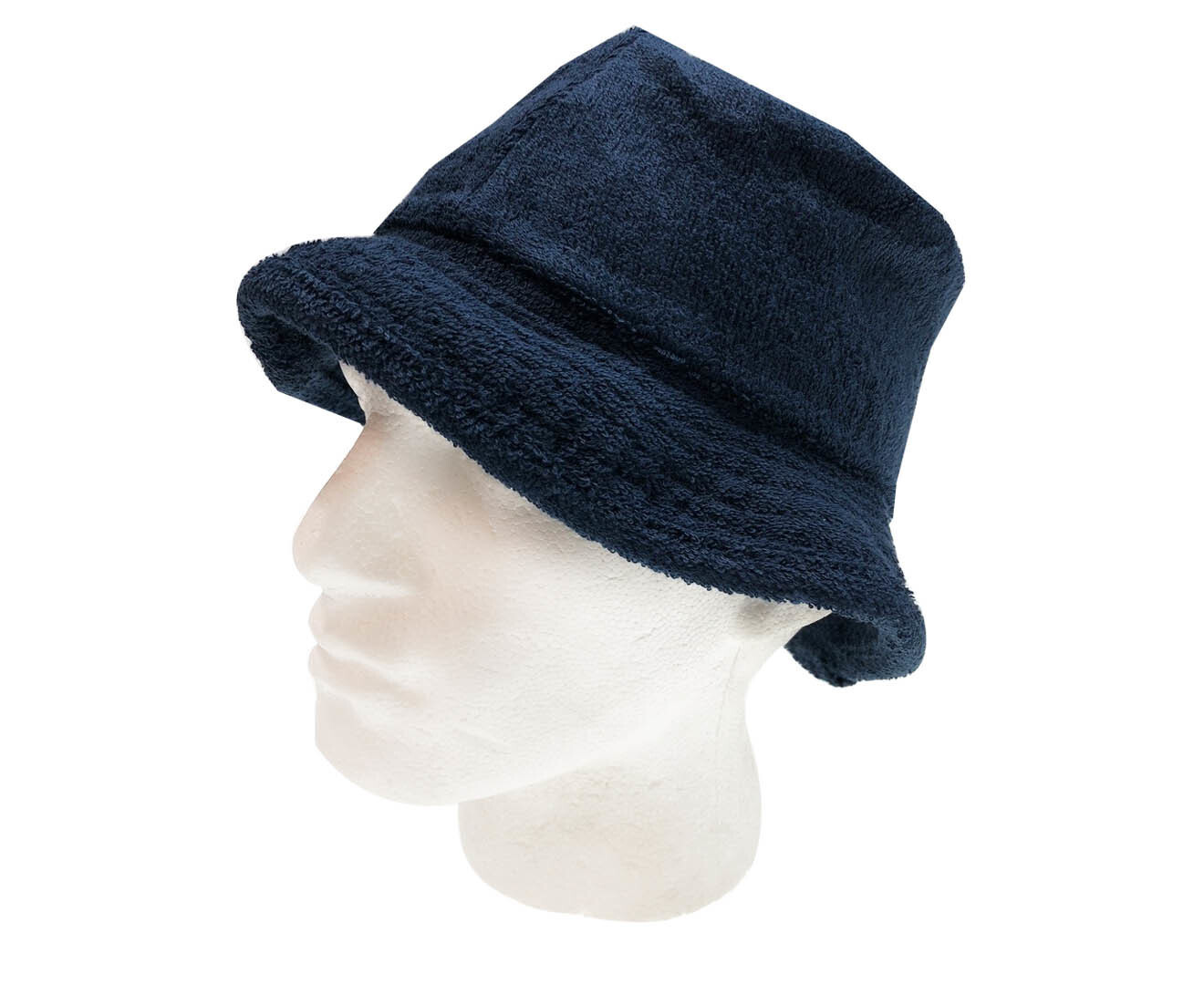 V563-STINGYTWLING-NVYBLU-S_M-202503051652-00 Stingy Brim Terry Towelling Bucket Hat Daggy Fishing Camping Lad Cap 100% COTTON - Navy Blue - S/M - Image 1