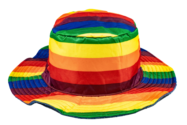 V563-STINGYTWLING-RNBW-XXL-202503051720-00 Stingy Brim Terry Towelling Bucket Hat Daggy Fishing Camping Lad Cap 100% COTTON - Rainbow/Blue - XXL (59-60cm) - Image 1