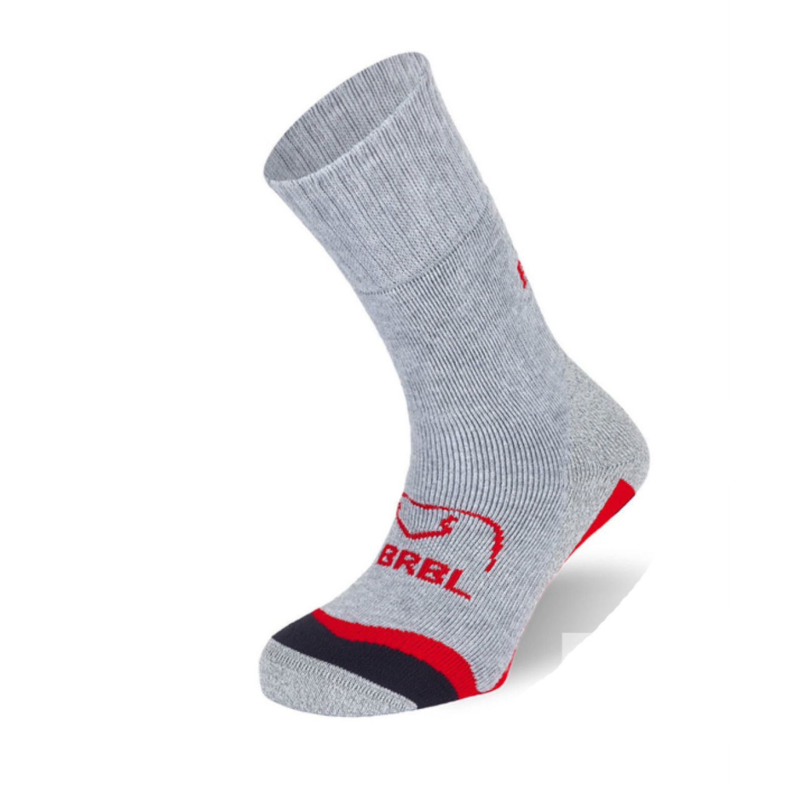 V563-URSOSOX-LGRY_RED-S-202503261221-00 BRBL Urso Ski Socks Trekking Hiking Warm MADE IN ITALY - Light Grey/Red - S - Image 1