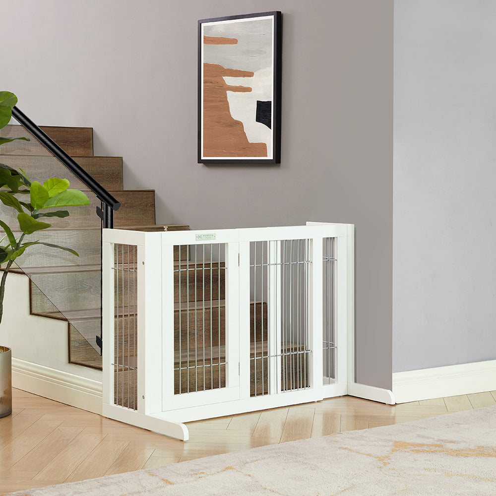 V568-GMW-1711-WL-140764-00 Freestanding Retractable Dog Barrier with Gate Large - Image 1