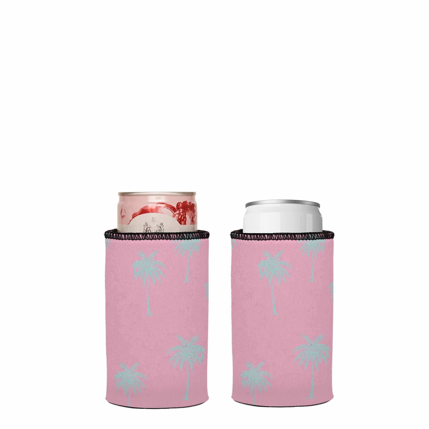 V570-ST-2245-A-2-202503260825-00 Palm Trees Aqua Pink Stubby Cooler 2-Pack - Standard - Image 1