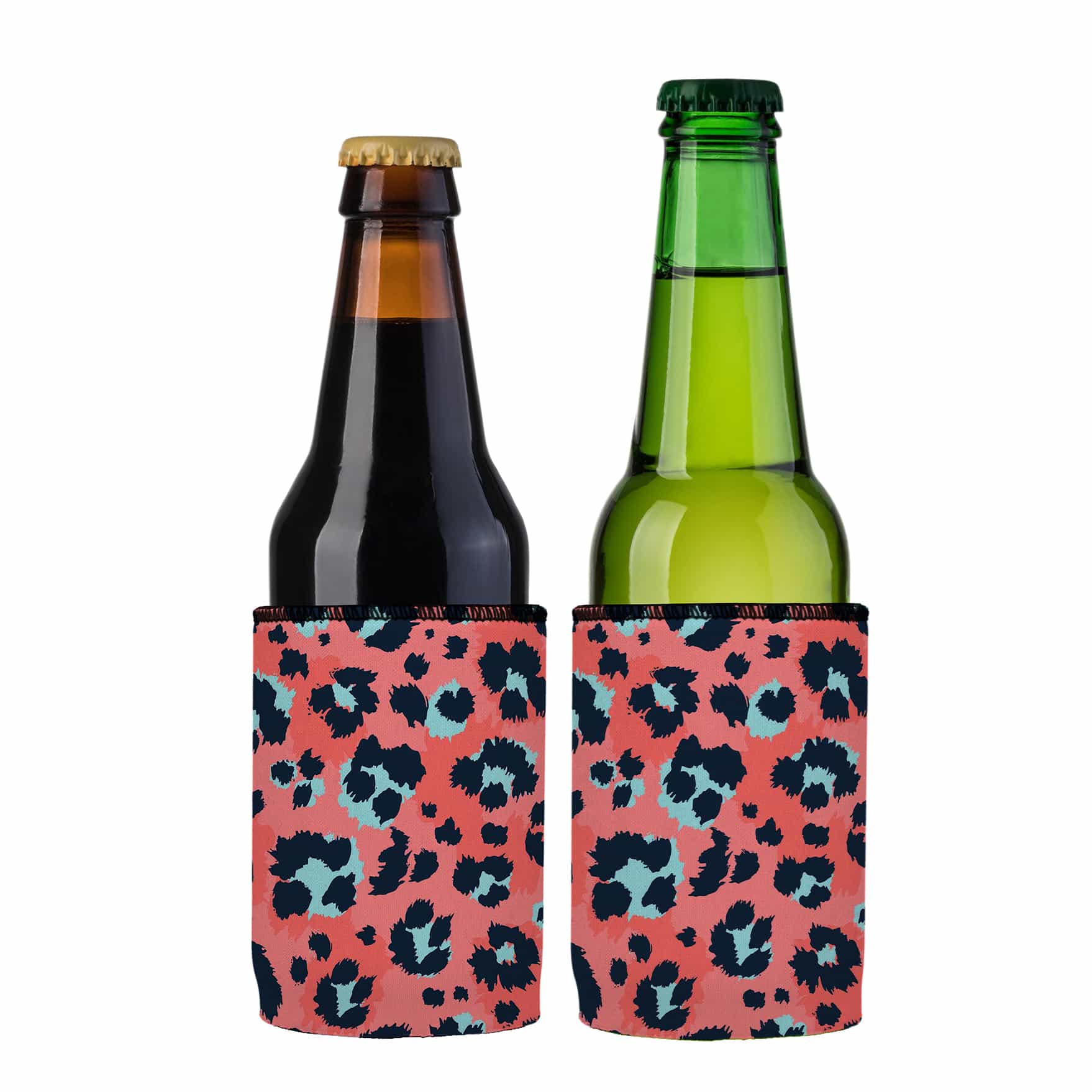 V570-ST-2746-A-2-202503260911-00 Coral Leopard Print Stubby Cooler 2-Pack - Standard - Image 1