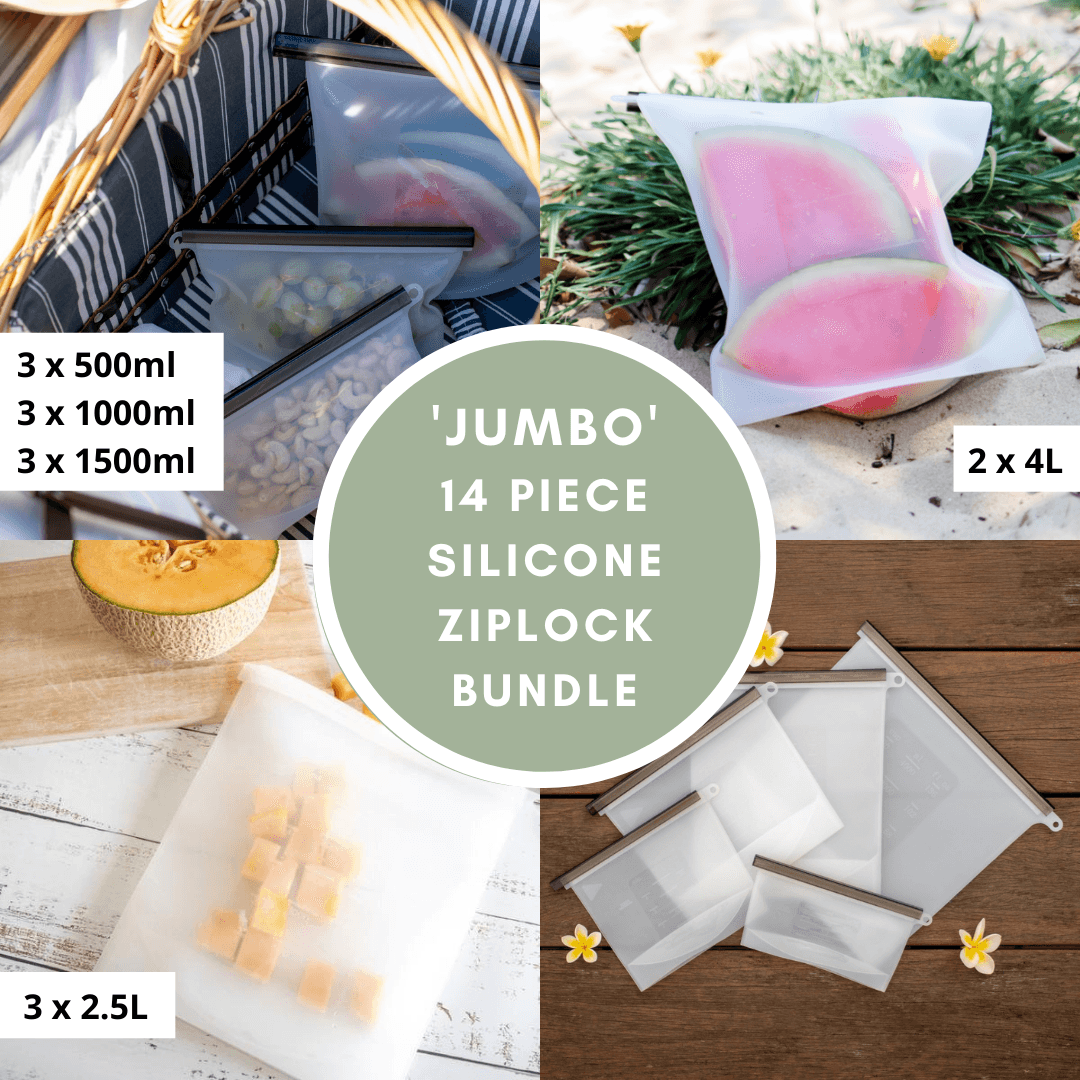 V573-JUMBO-140275-00 Jumbo' Silicone Zip Lock Eco Friendly Food Storage Bundle - Image 1