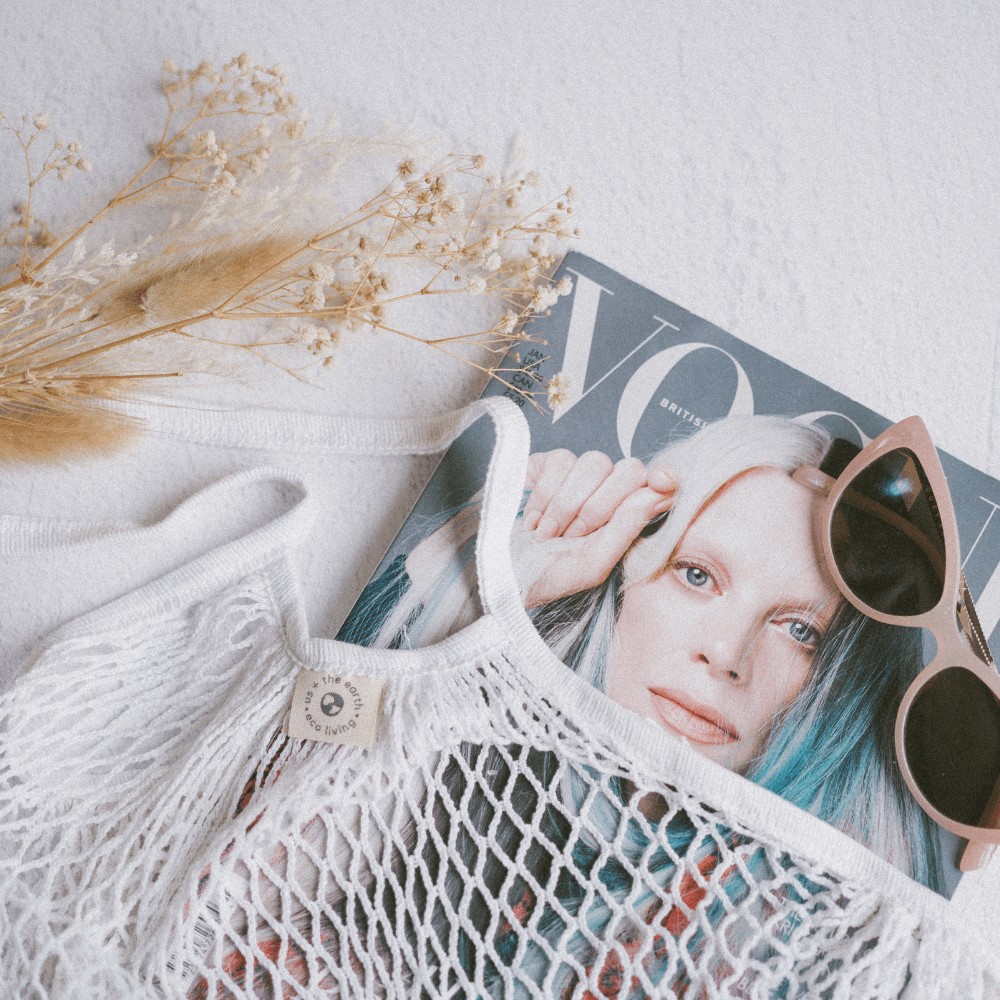 V573-MESHSHOPWHT-140166-01 Reusable Cotton Shopping Bag - Image 1