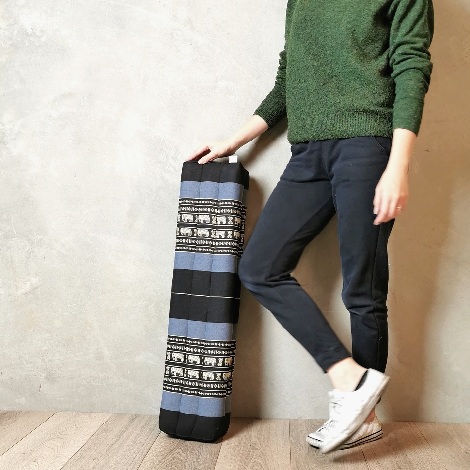 qrf 80cm Long Bolster Yoga Block/Prop Natural Kapok Filled BlueEle - Image 1