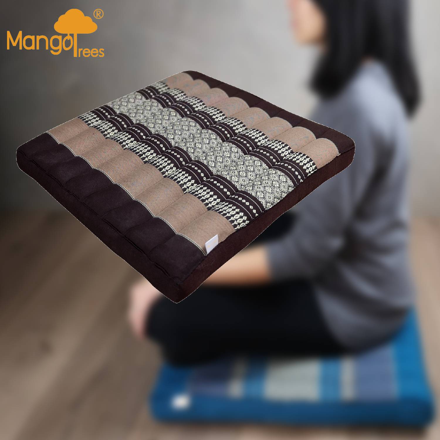 V574-TTPSEATBROWN-131510-00 Thai Kapok Meditation Cushion Yoga Seat Brown - Image 1