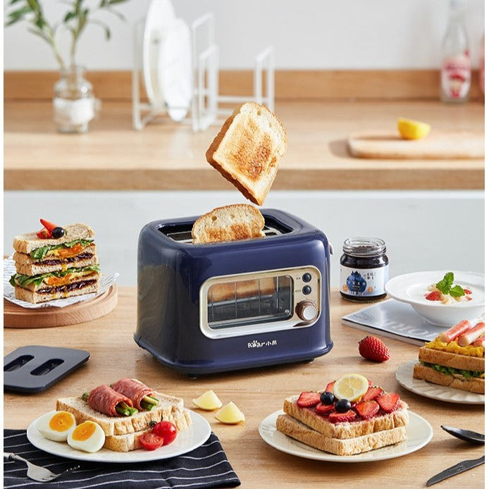 V581-6940971237460-183771-00 BEAR Double Slots Bread Toaster With Glass Window DSL-C02X1 - Image 1