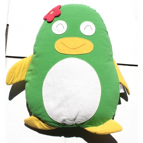 V59-327-Green-01_3 Penguin Cuddling Cushion Green - Image 1