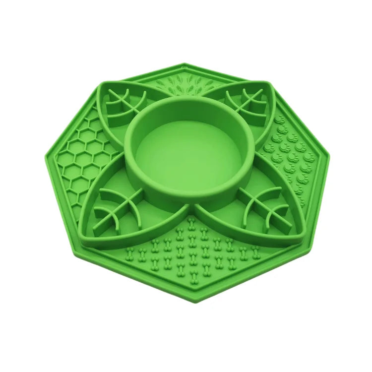 V600-PB-LM-M-G-186224-00 Flower Mandala Slow Feeder Lick Mat Bowl - Green - Image 1