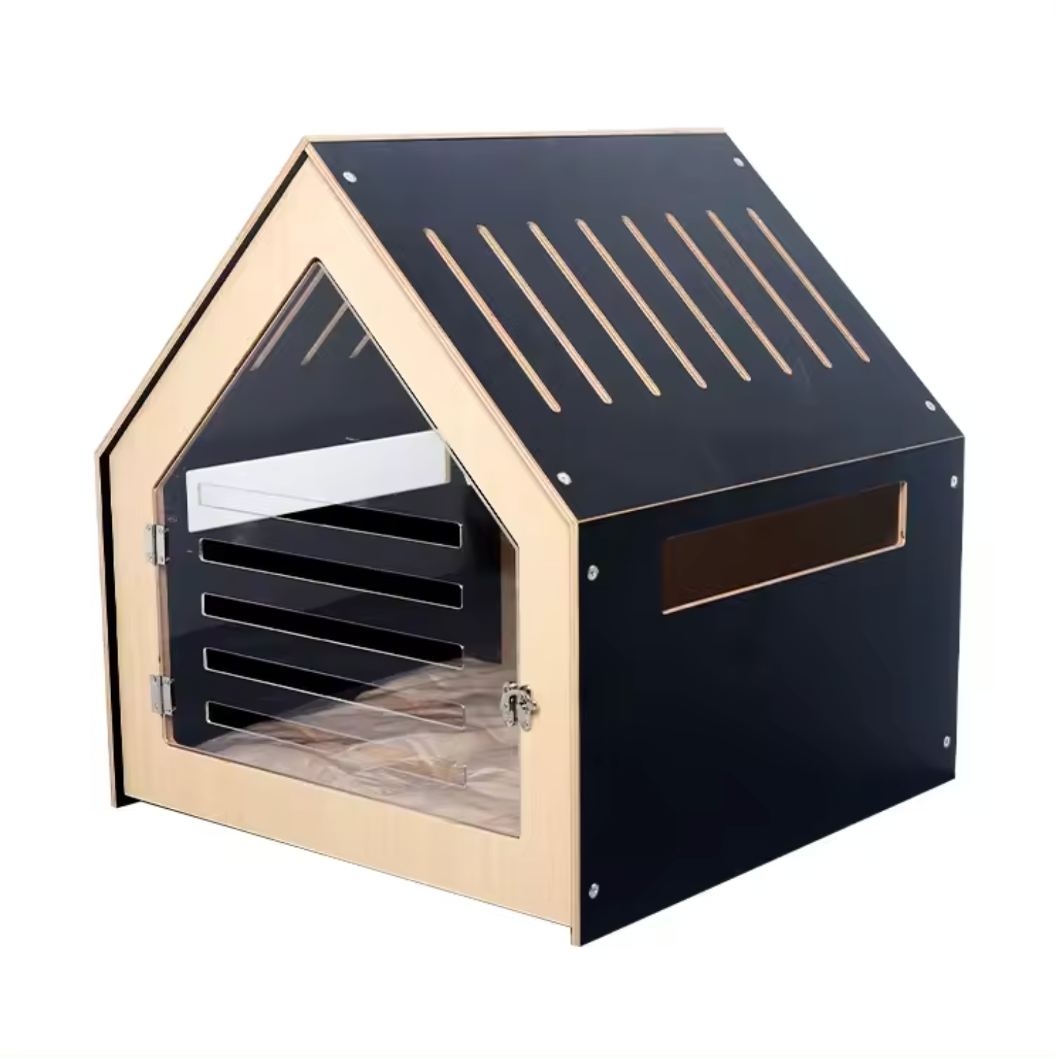 V600-PB-WW002-D-B-202505301410-00 Modern Pet House Dog Crate (Black) - Image 1