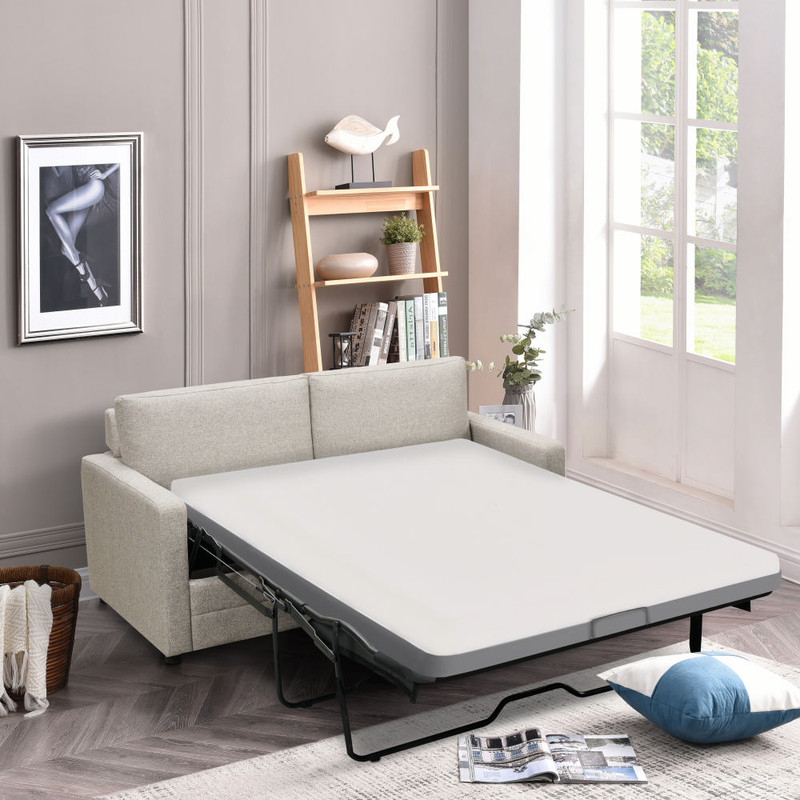 V606-FURNI-SOF-T353-RAY-LG-159108-00 RAY 2 Seater Sofa bed with Separate Foam Mattress- Light grey - Image 1