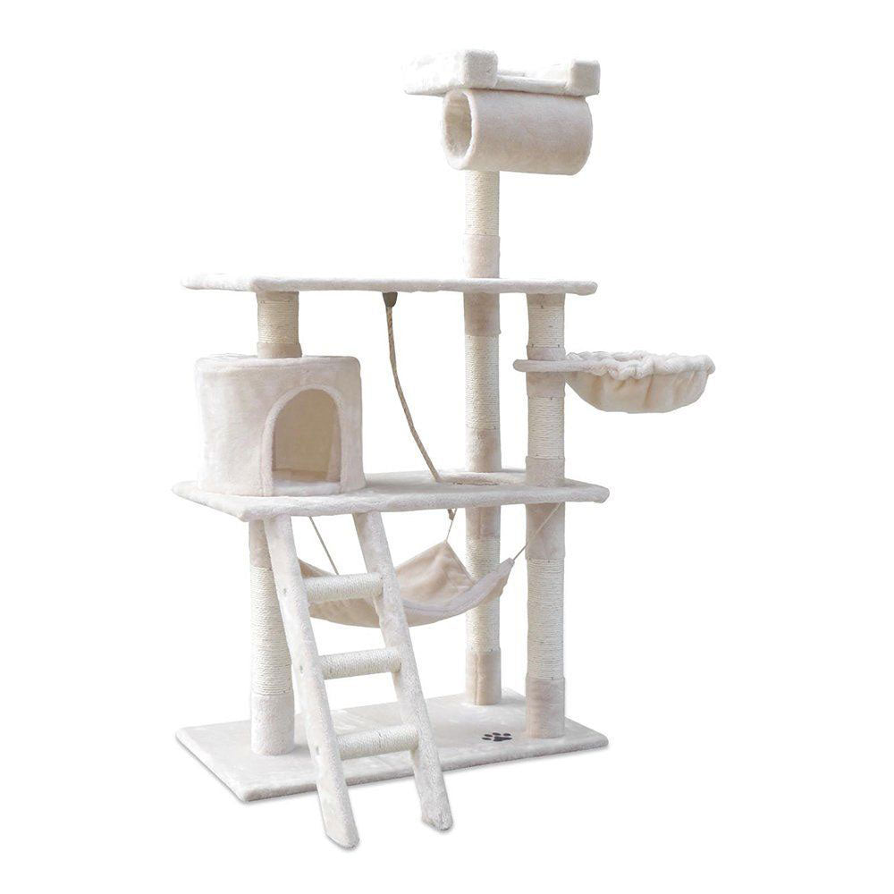 V610-CAT52007-BEI-219036-00 158cm Cat Tree Scratching Post Scratcher Pole Gym Toy House Furniture Multilevel - beige - Image 1