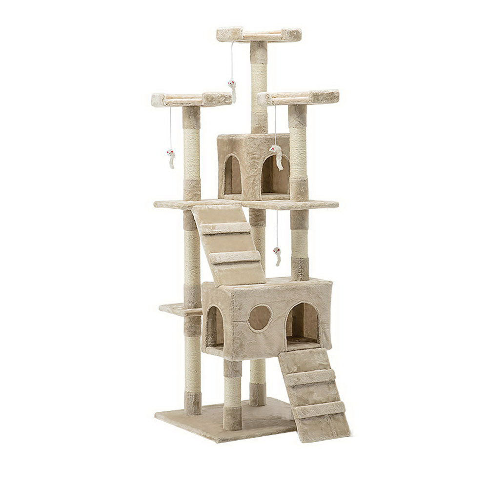 V610-CAT52008-BEI-219035-00 170cm Cat Tree Scratching Post Scratcher Pole Gym Toy House Furniture Multilevel - beige - Image 1