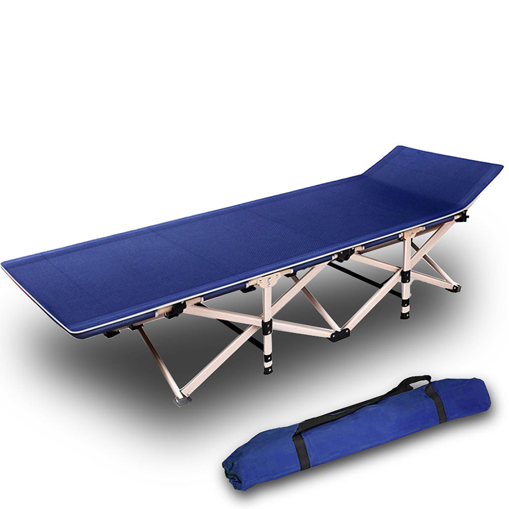 V610-LUXBED-SQ-NAV-218949-00 Camping Portable Stretcher Single Foldable Folding Bed Recliner Mat - navy - Image 1