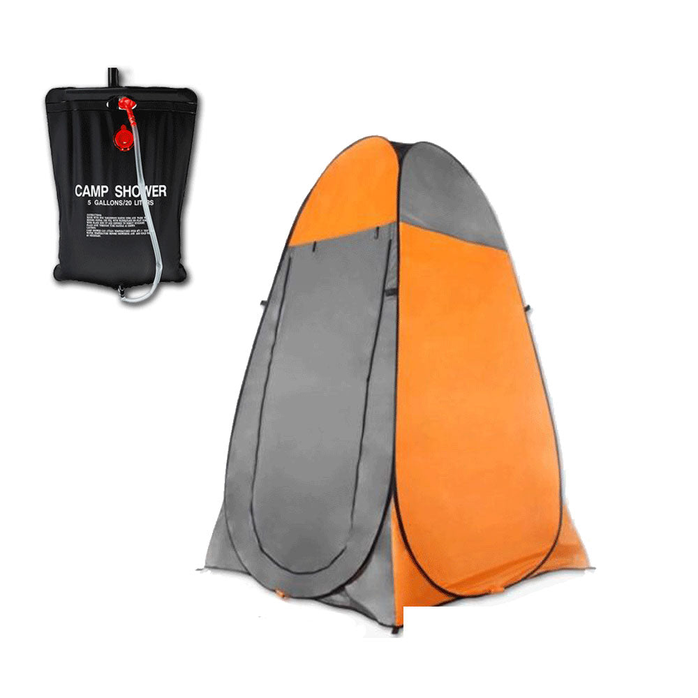 V610-POPSHOTENW20-OR-218872-00 Pop Up Portable Privacy Shower room Tent &20L Outdoor Camping Water Bag Camp Set - orange - Image 1