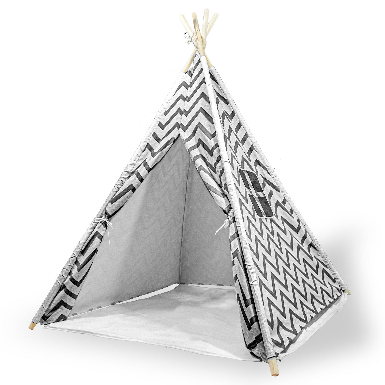 V610-TEE-537-BLA-218916-00 Giant Cotton Canvas Kids Teepee Wigwam Children Pretend Play Tent Indoor Outdoor Party - black - Image 1