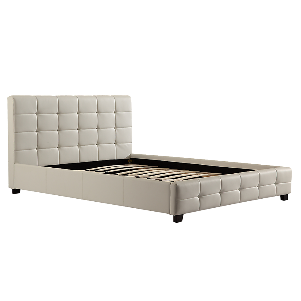 V63-761315-8732-00 Queen PU Leather Deluxe Bed Frame White - Image 1