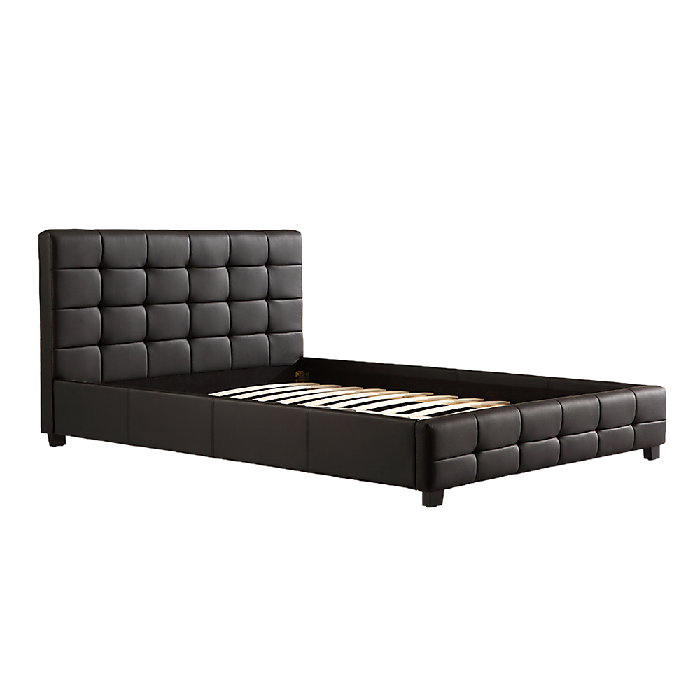 V63-761335-8734-00 Queen PU Leather Deluxe Bed Frame Black - Image 1