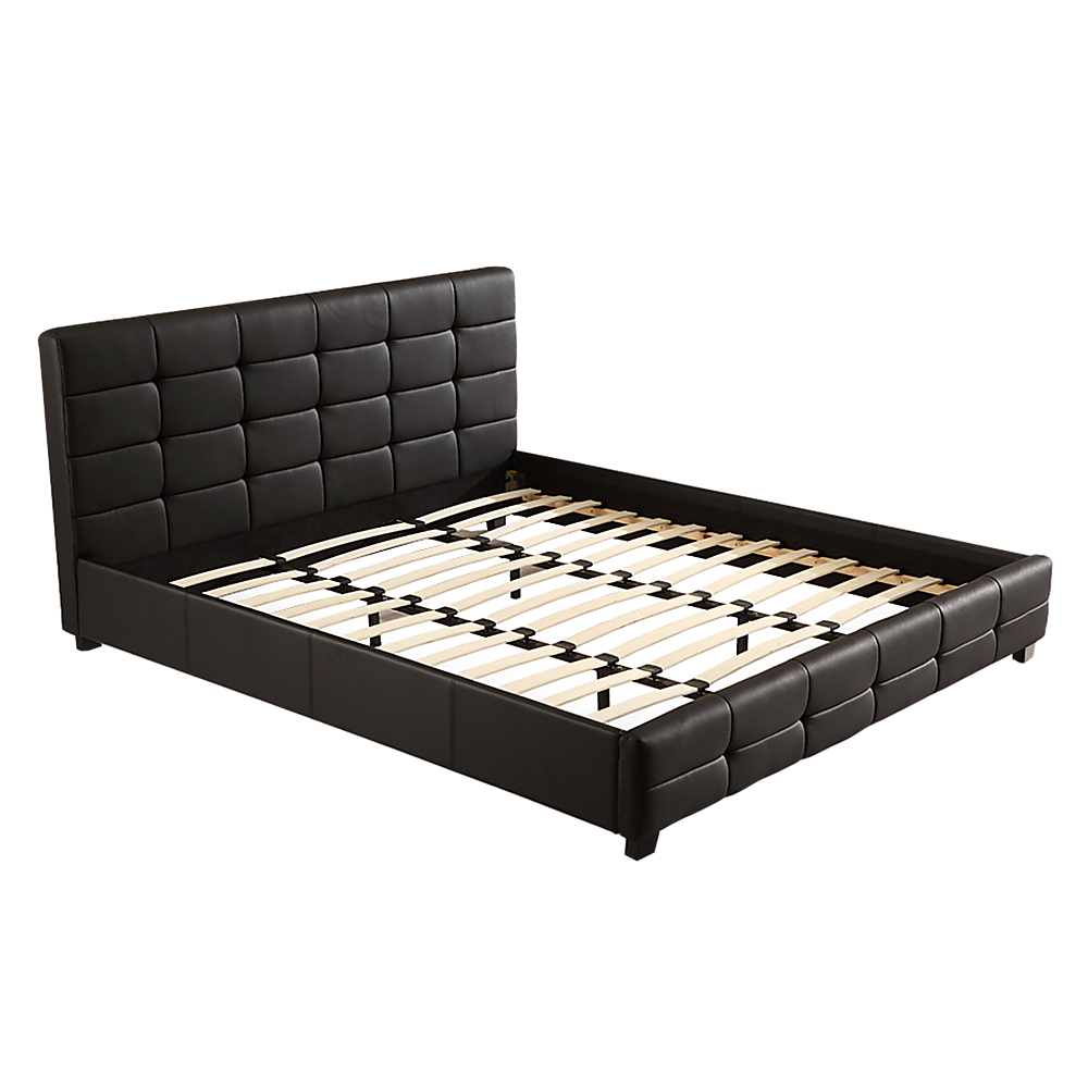 V63-761365-8737-00 King PU Leather Deluxe Bed Frame Black - Image 1