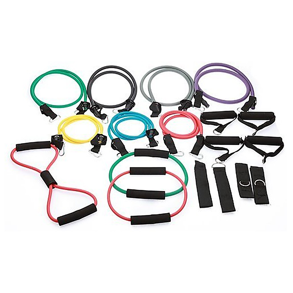 V63-766515-8751-00 19PC Resistance Exercise Fitness Bands Tubes Kit Yoga Set - Image 1