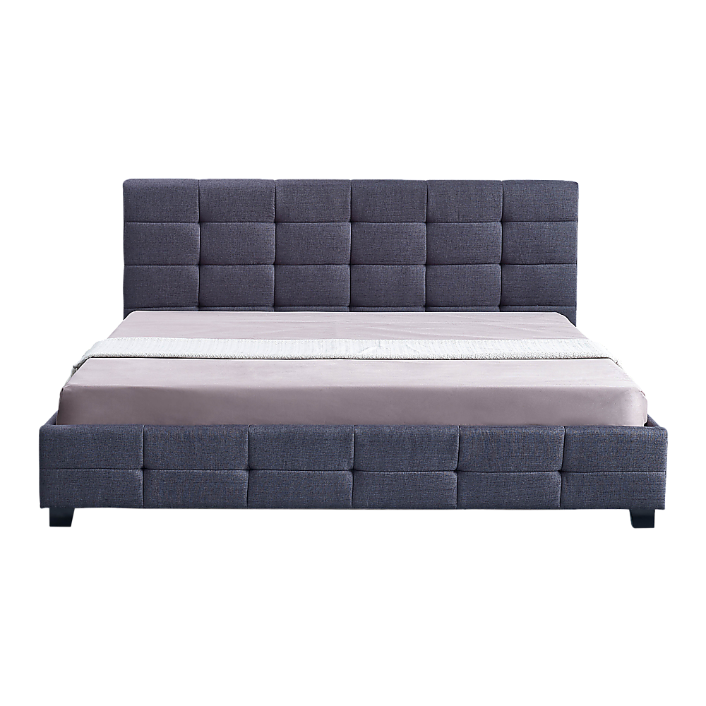 V63-802217-9299-00 Linen Fabric King Deluxe Bed Frame Grey - Image 1