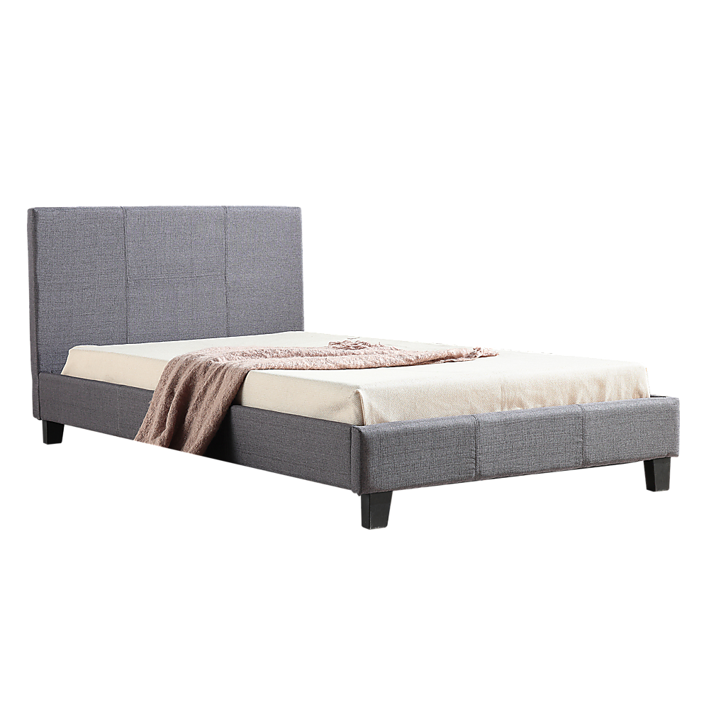 V63-819243-9442-00 King Single Linen Fabric Bed Frame Grey - Image 1