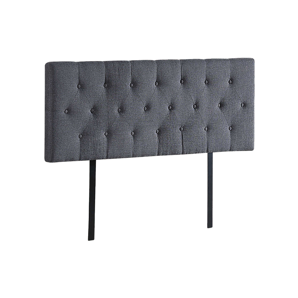 V63-821503-18384-00 Linen Fabric Double Bed Deluxe Headboard Bedhead - Grey - Image 1