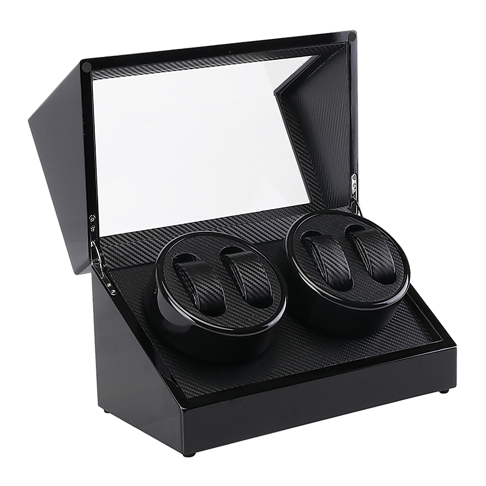 V63-827071-26806-00 Automatic Quad Watch Winder Wood Display Box Case Motor Rotation Storage - Image 1