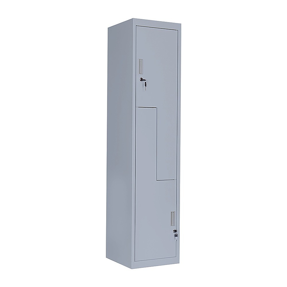 V63-835111-202507171840-00 Grey Two-Door L-shaped Office Gym Shed Storage Lockers - Image 1