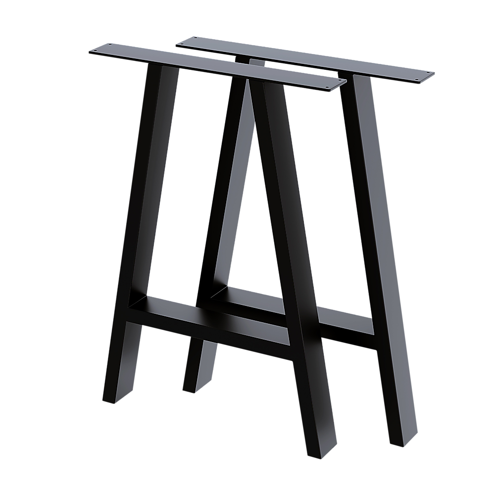 V63-835191-25924-00 2x Rustic Dining Table Legs Steel Industrial Vintage 71cm - Black - Image 1