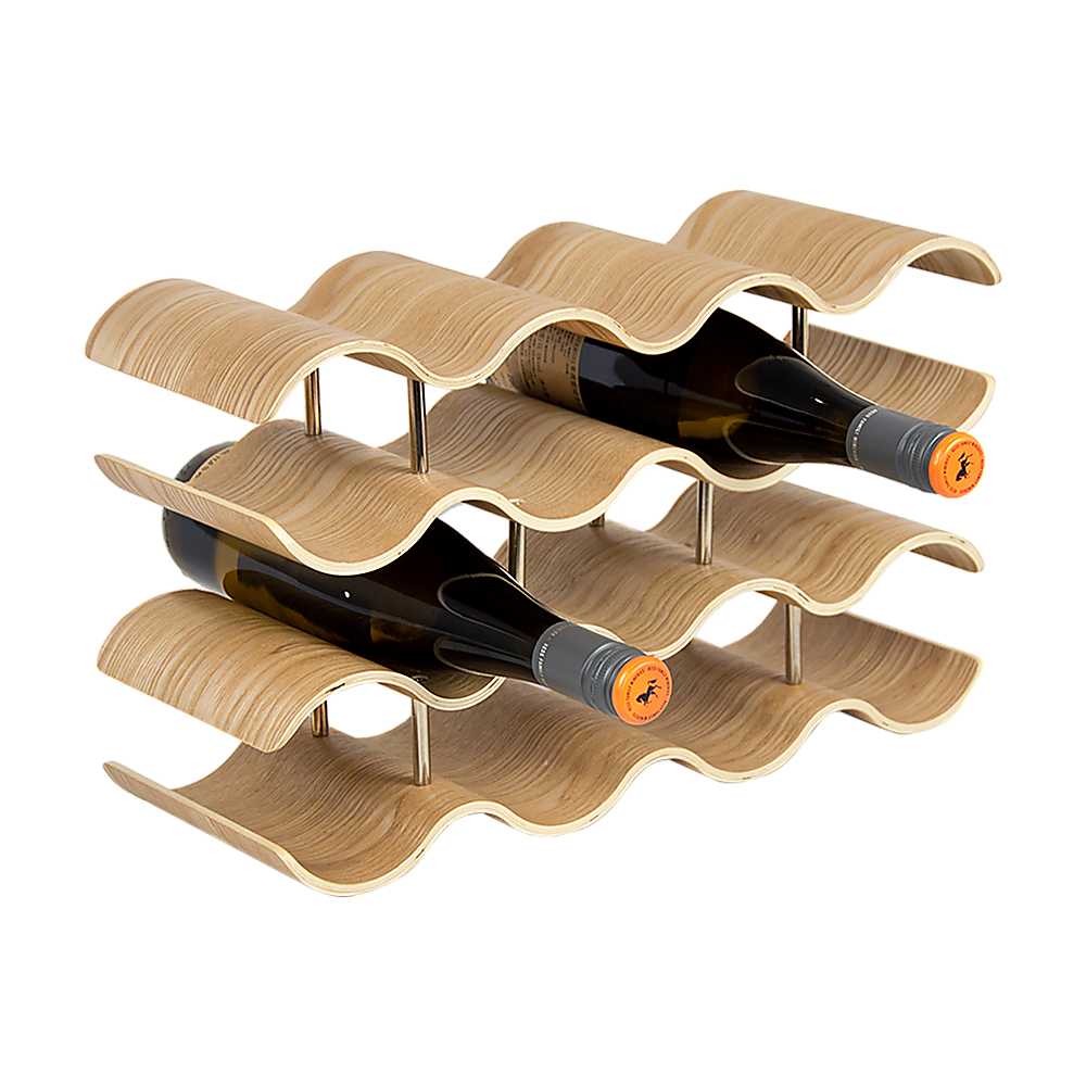 V63-835691-26641-00 Wooden Wave Wine Rack/Creative Home Grape Wine Holder Shelf Cabinet/Bottle Rack - Image 1