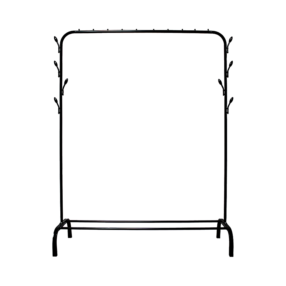 V63-836111-26611-00 Closet Organizer Metal Garment Rack Portable Clothes Hanger Storage Shoes Rack Black - Image 1