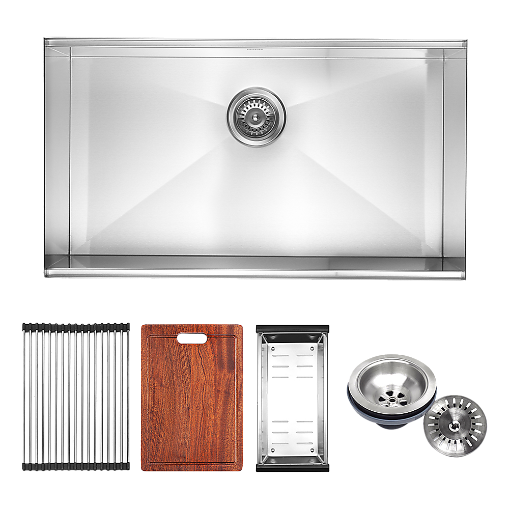 V63-836481-26400-00 BRIENZ 32-inch Nano Workstation Ledge Undermount 16 Gauge Stainless Steel Kitchen Sink Single Bowl - Image 1