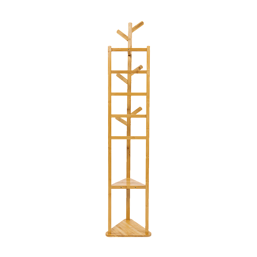 V63-836771-202504141050-00 Clothes Coat Rack Garment Stand Shelf Wooden Tree Hanger Bag Hat Hook Holder - Image 1