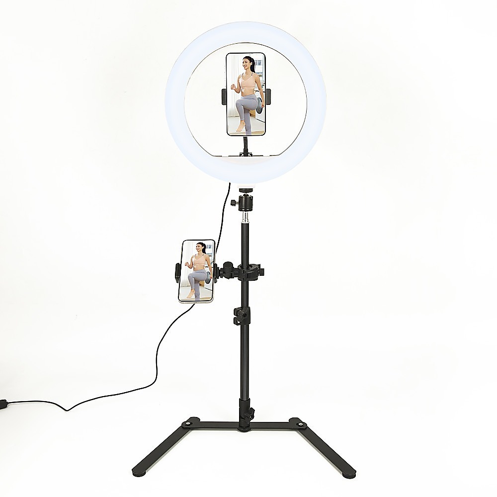 V63-838531-62f08f821acf2.1000x1000-00 12 Inch LED Video Ring Light with Tabletop Light Stand and Phone Holder Black - Image 1