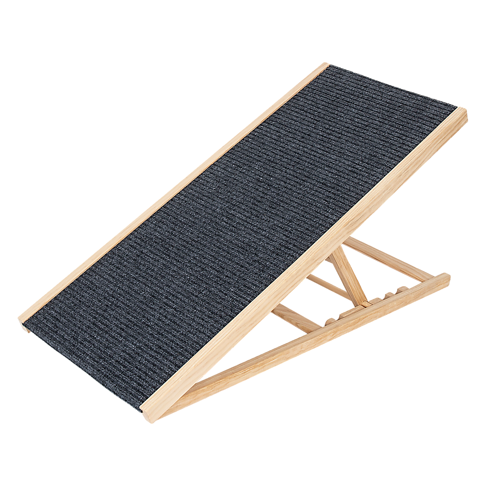 V63-840351-69284-00 Foldable Dog Pet Ramp Adjustable Height Dogs Stairs for Bed Sofa Car 100cm - Image 1