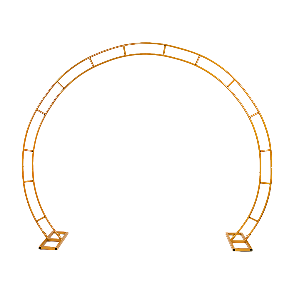 V63-841761-82515-00 260cm Gold Metal Wedding Arch Round Balloon Birthday Party - Image 1