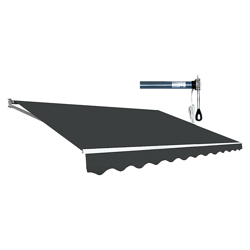 V63-842871-91855-00 Motorised Outdoor Folding Arm Awning Retractable Sunshade Canopy Grey 4.0m x 3.0m - Image 1