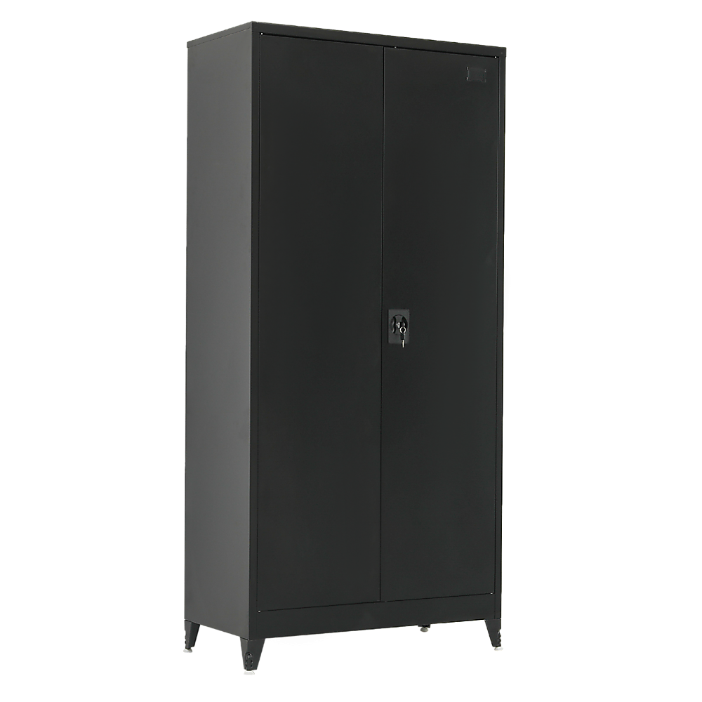 V63-844361-143437-00 Two-Door Metal Cabinet Shelf Storage for Home Office Gym - Image 1