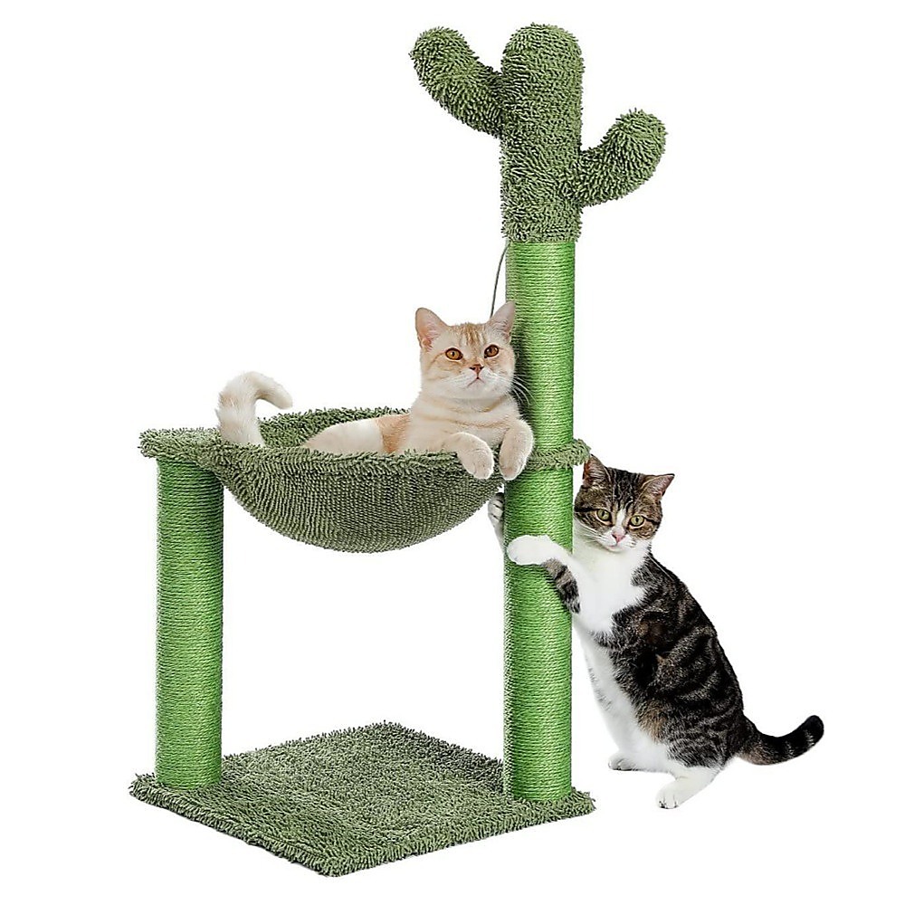 V63-844631-143415-00 Cactus Cat Tree Tower Scratching Post Scratcher Kitten Condo House Play Bed Toys - Image 1