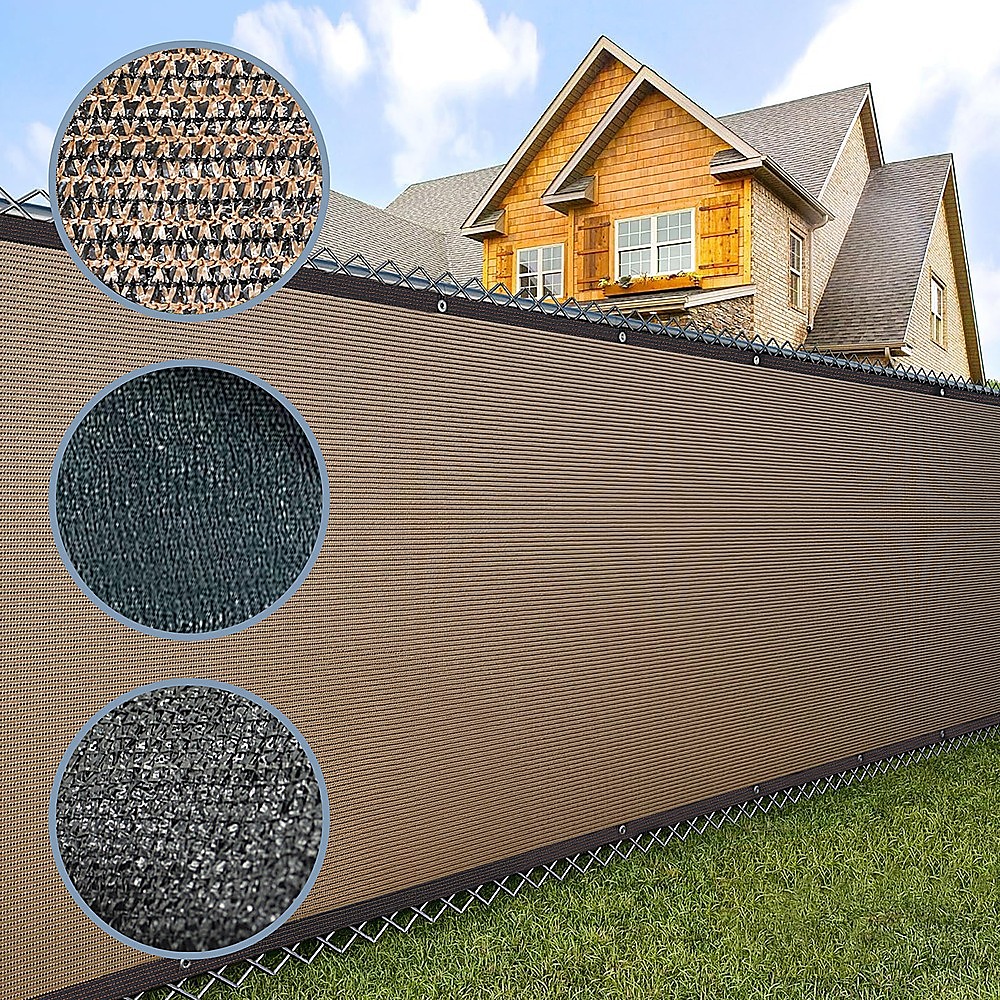 V63-844671-143412-00 15m x 2m Fence Windscreen Privacy Screen Shade Cover Black Fabric Mesh Garden - Image 1