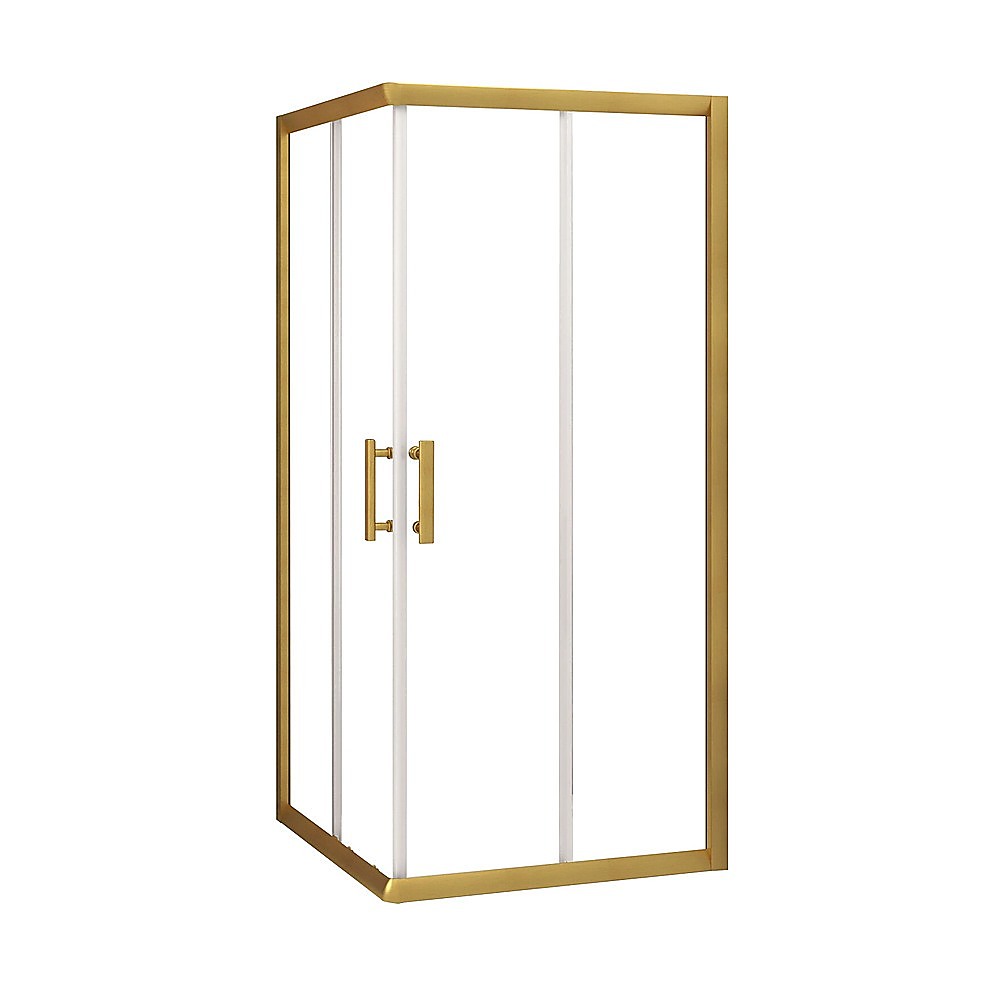 V63-845101-202505301621-00 Adjustable 900x900mm Double Sliding Door Glass Shower Screen in Gold - Image 1
