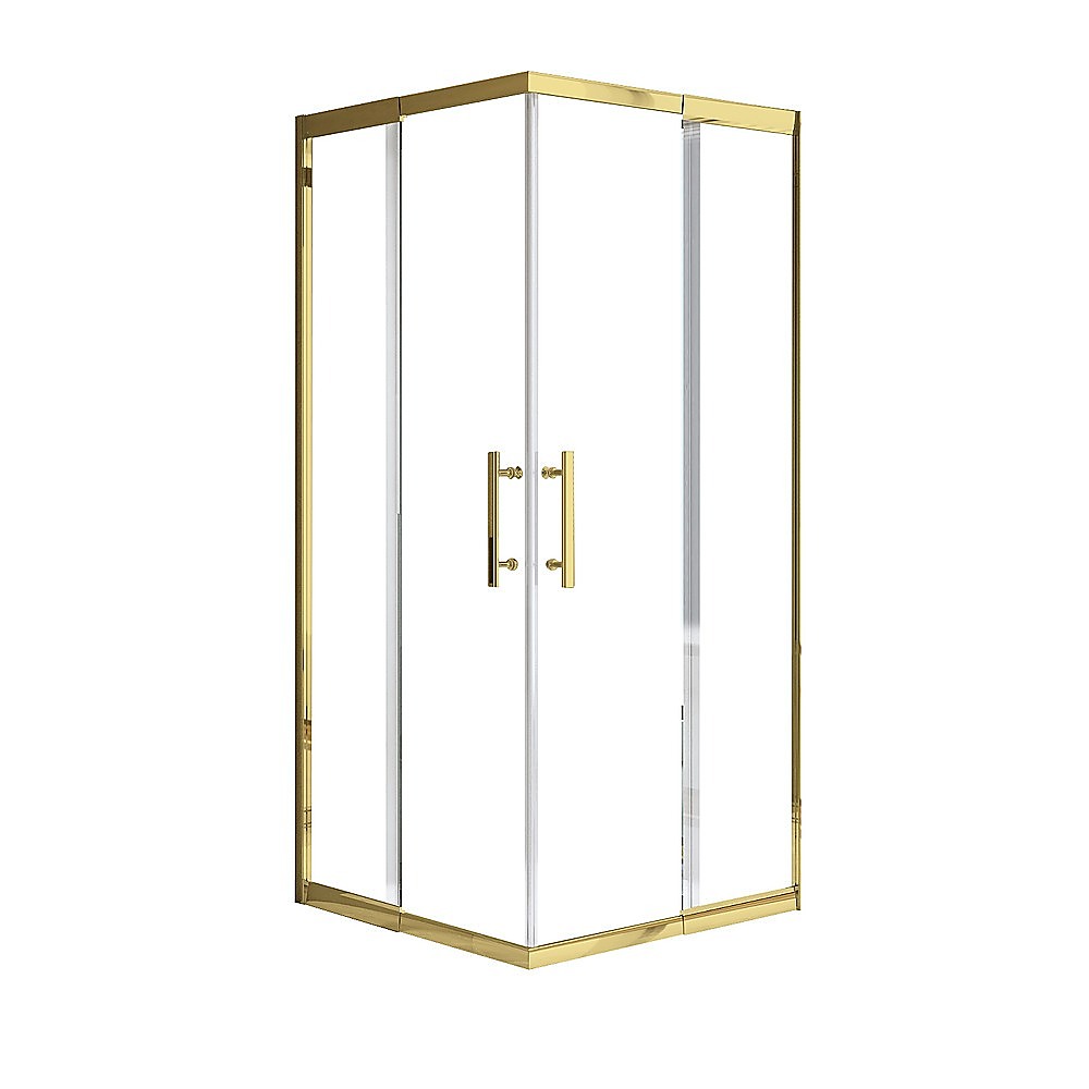 V63-845191-202506031237-00 Adjustable 1100x1000mm Double Sliding Door Glass Shower Screen in Gold - Image 1